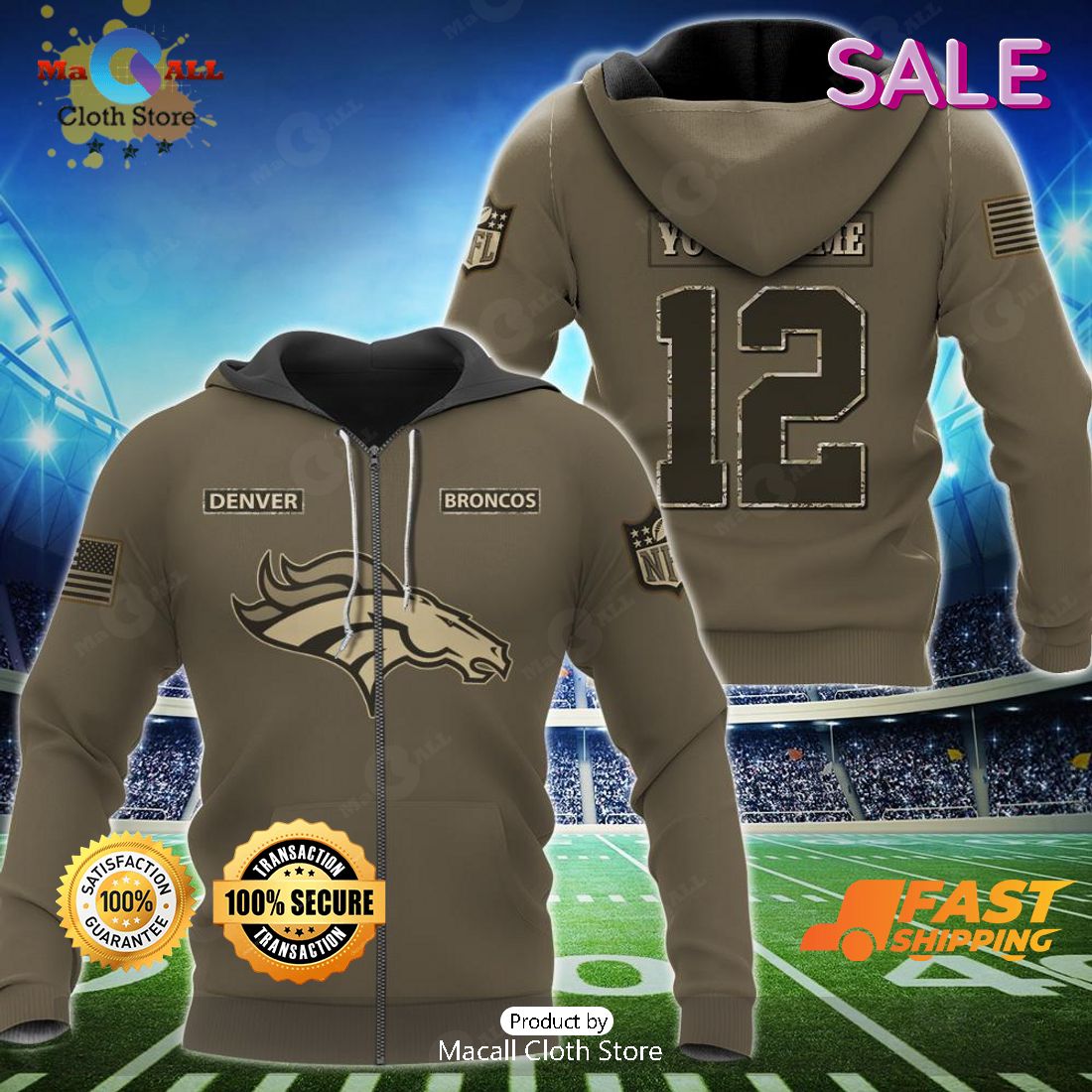 Nfl Denver Broncos Camouflage Veteran 3d Hoodie Broncos Gifts For Men For  Women - T-shirts Low Price