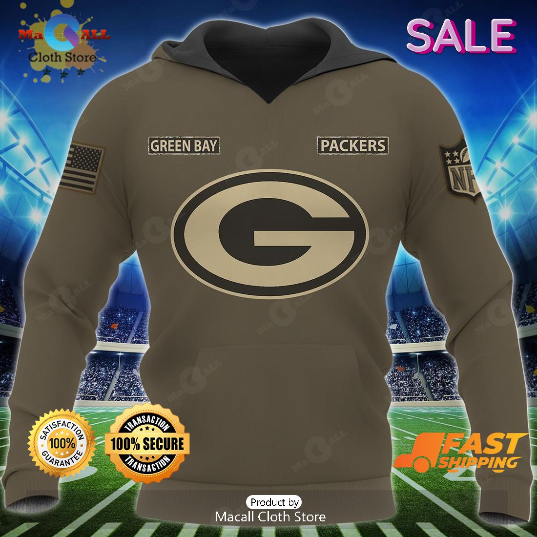 NFL Green Bay Packers Hoodie 3D Gifts For Veterans Day