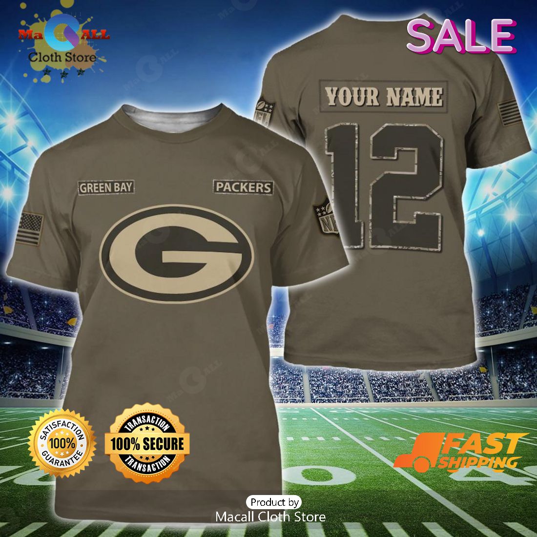 NFL Green Bay Packers Camo Style Gifts for Veterans Day All Over Printed 3D  Shirt