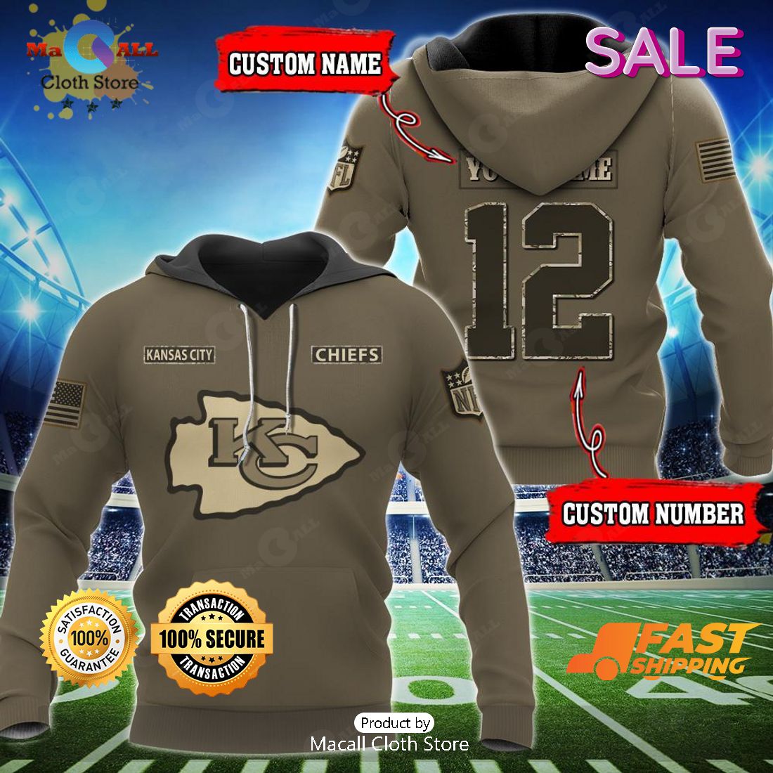 Kansas City Chiefs Hoodie Camo Style Gifts for Veterans Day