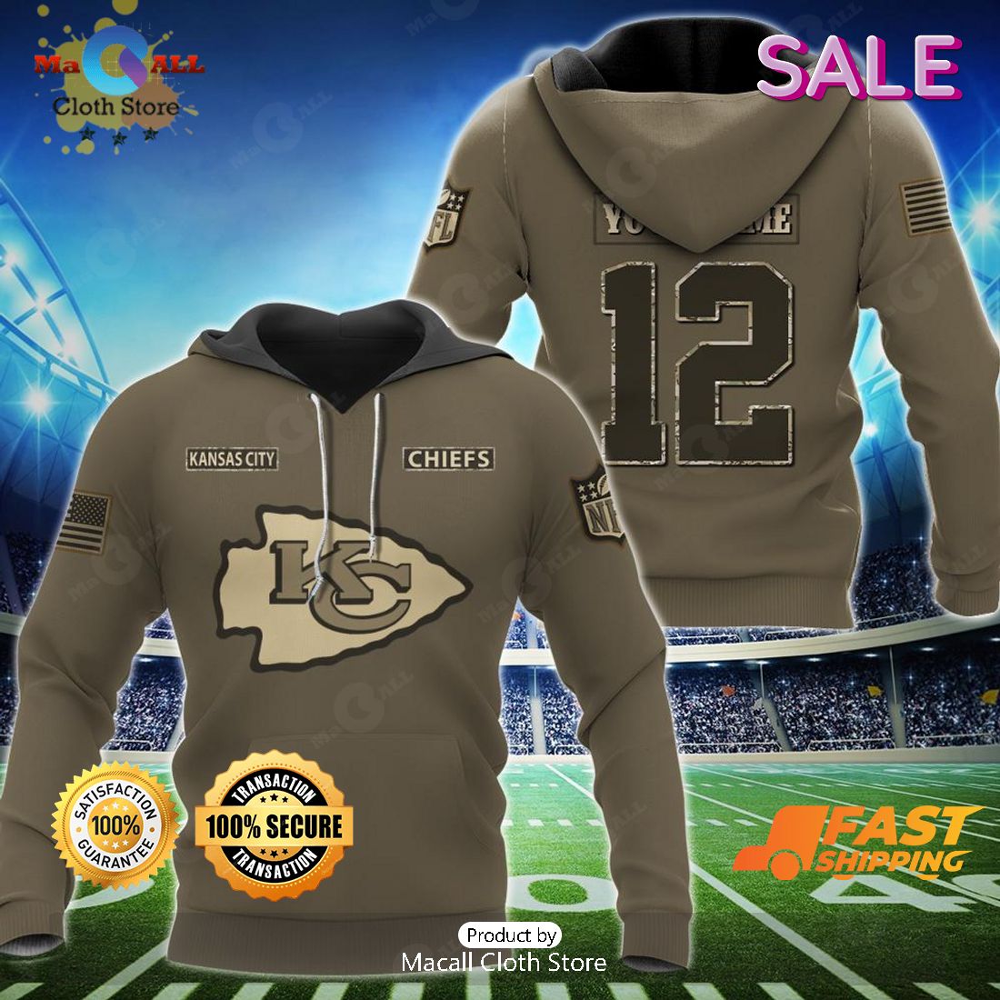 NFL Kansas City Chiefs Honor Veterans Camo Personalized Hoodie, Shirt •  Kybershop