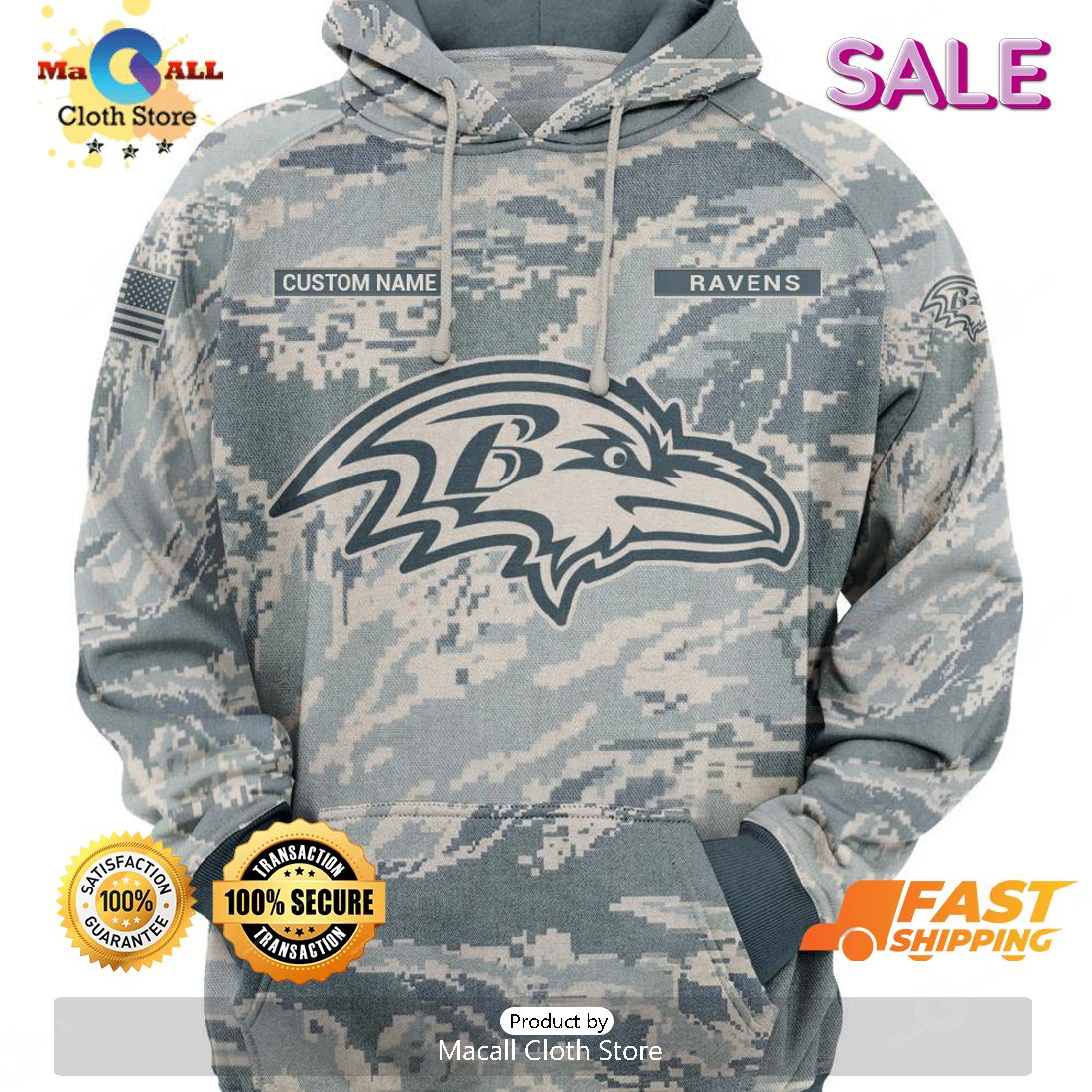 Personalized NFL Ravens Camo US Hoodie Sweatshirt 3D LIMITED EDITION -  Macall Cloth Store - Destination for fashionistas