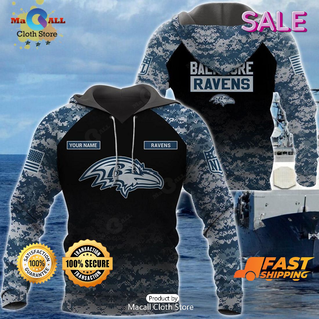 Baltimore Ravens Logo American Football Hoodie 3D Nfl 3D Sweatshirt Camo -  Best Seller Shirts Design In Usa