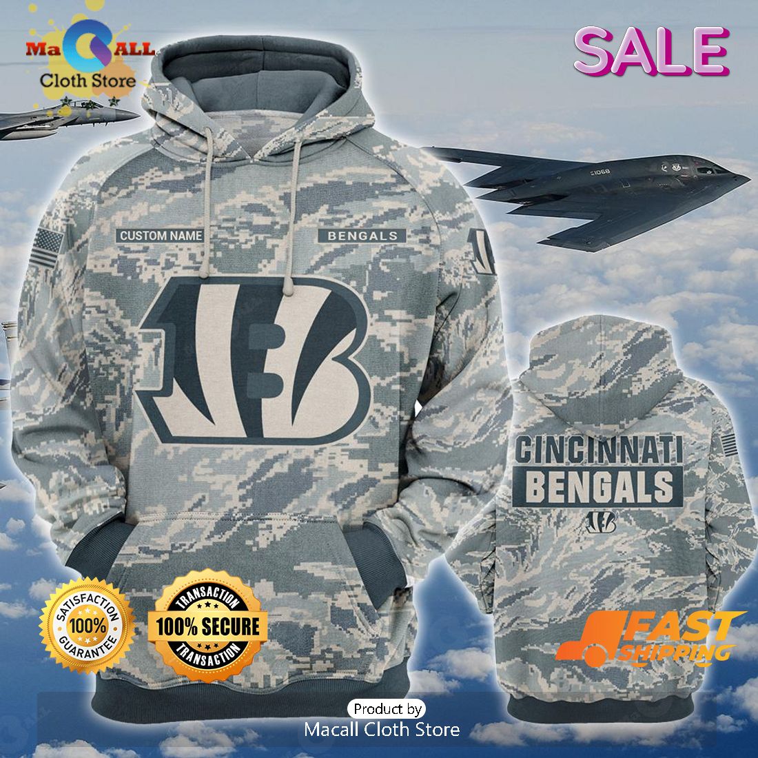 SALE Personalized Name Denver Broncos- U.S. Navy NWU Camouflage Veterans  Day Hoodie Sweatshirt 3D - Macall Cloth Store - Destination for fashionistas