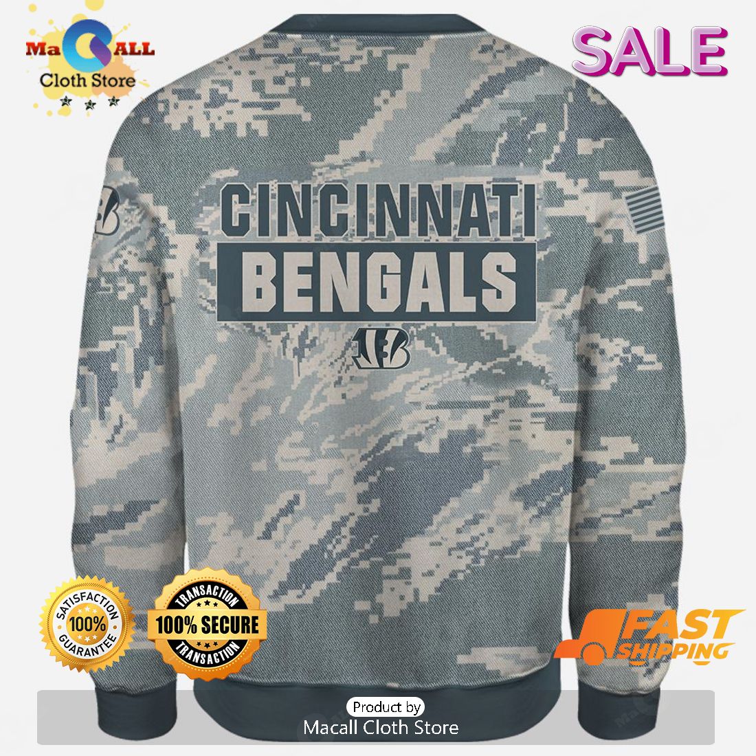 Bengals Army Hoodie 3D Simple Camo Cincinnati Bengals Gift - Personalized  Gifts: Family, Sports, Occasions, Trending