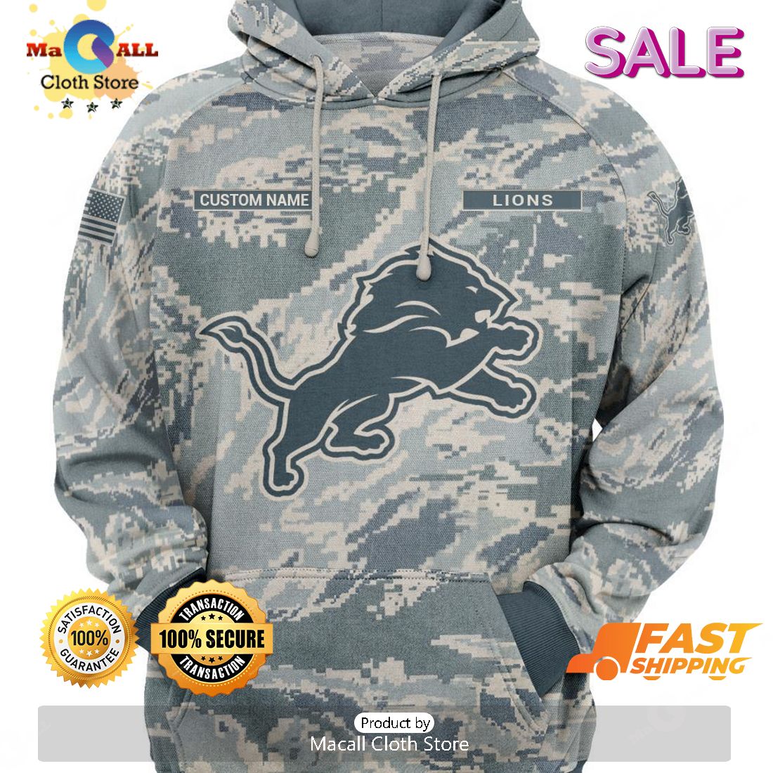 NFL Detroit Lions Hoodie 3D Gifts For Veterans Day