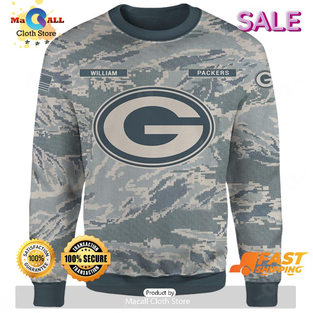 NFL Green Bay Packers Camo Style Gifts for Veterans Day All Over