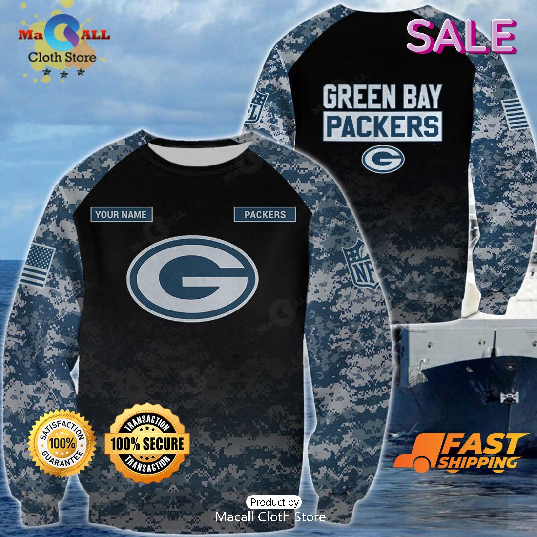 SALE Personalized Name Green Bay Packers - U.S. Navy NWU Camouflage Veterans Day Hoodie Sweatshirt 3D SALE Personalized Name Green Bay Packers - U.S. Navy NWU Camouflage Veterans Day Hoodie Sweatshirt 3D