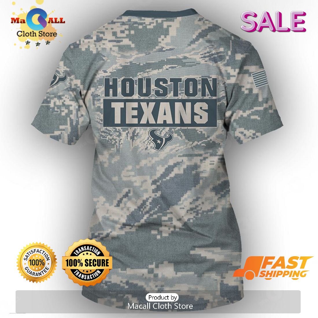 NFL Houston Texans Camo Style Gifts for Veterans Day All Over