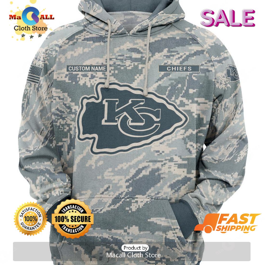 Kansas City Chiefs Hoodie Camo Style Gifts for Veterans Day