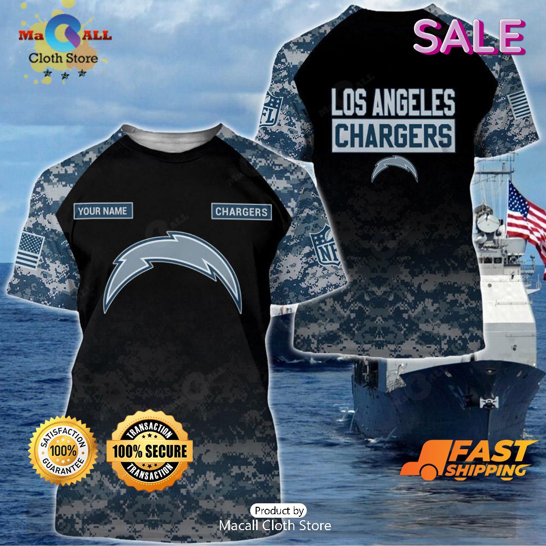 SALE Personalized Name Los Angeles Chargers - U.S. Navy NWU Camouflage Veterans Day Hoodie Sweatshirt 3D SALE Personalized Name Los Angeles Chargers - U.S. Navy NWU Camouflage Veterans Day Hoodie Sweatshirt 3D