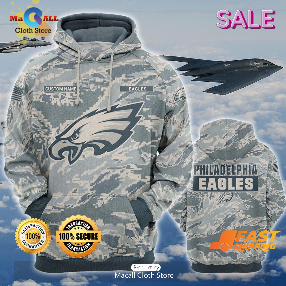 SALE Personalized Name Philadelphia Eagles - U.S. Air Force ABU Camouflage Veterans Day, Christmas Gifts Hoodie Sweatshirt 3D SALE Personalized Name Philadelphia Eagles - U.S. Air Force ABU Camouflage Veterans Day, Christmas Gifts Hoodie Sweatshirt 3D