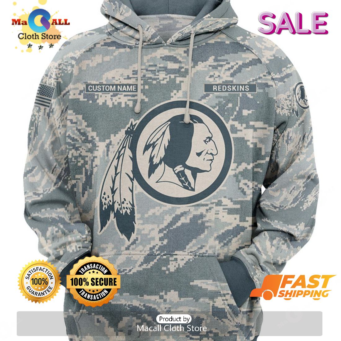 Shop Redskins Veterans Day Hoodie