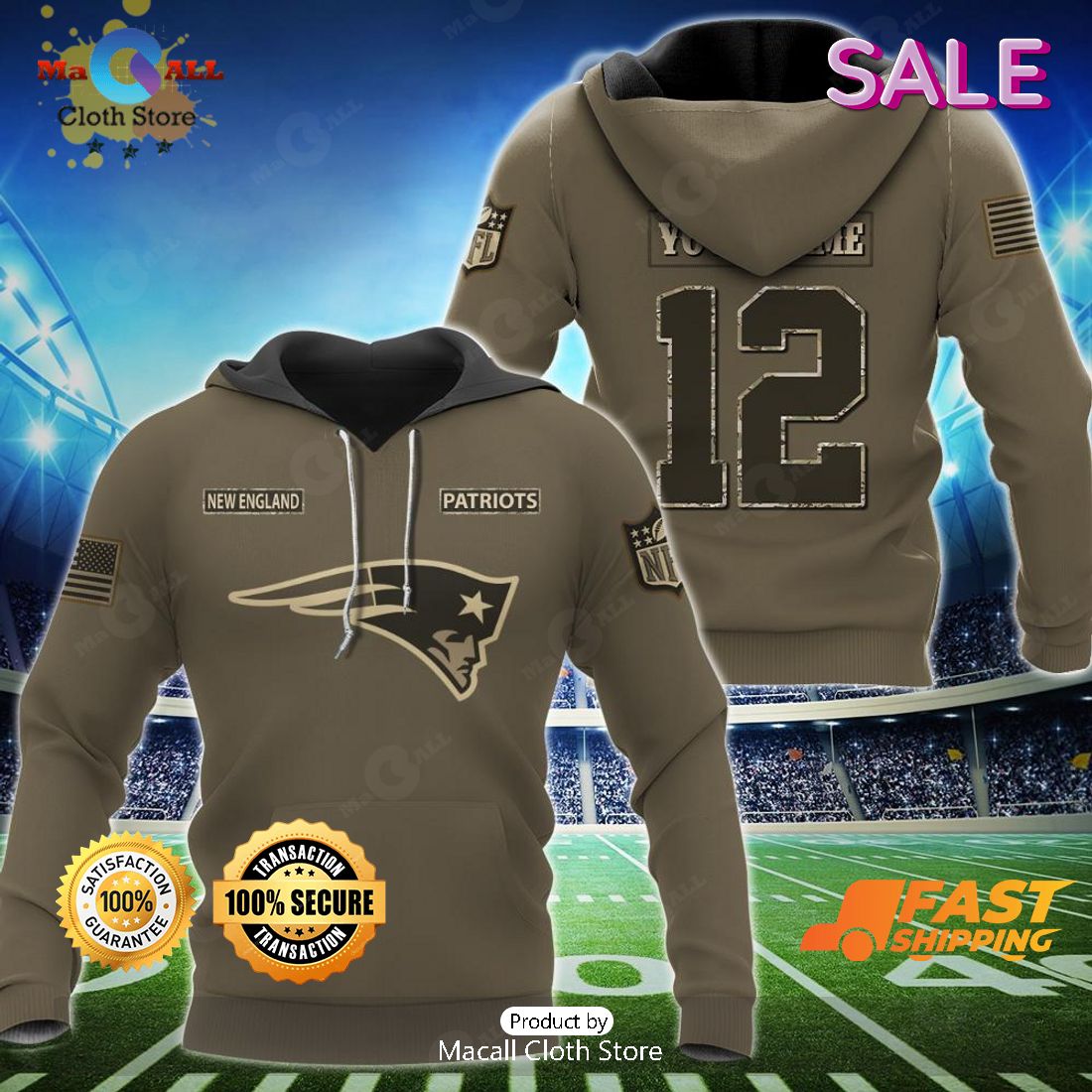 BEST NFL New England Patriots Salute To Service - Honor Veterans And Their  Families 3D Hoodie