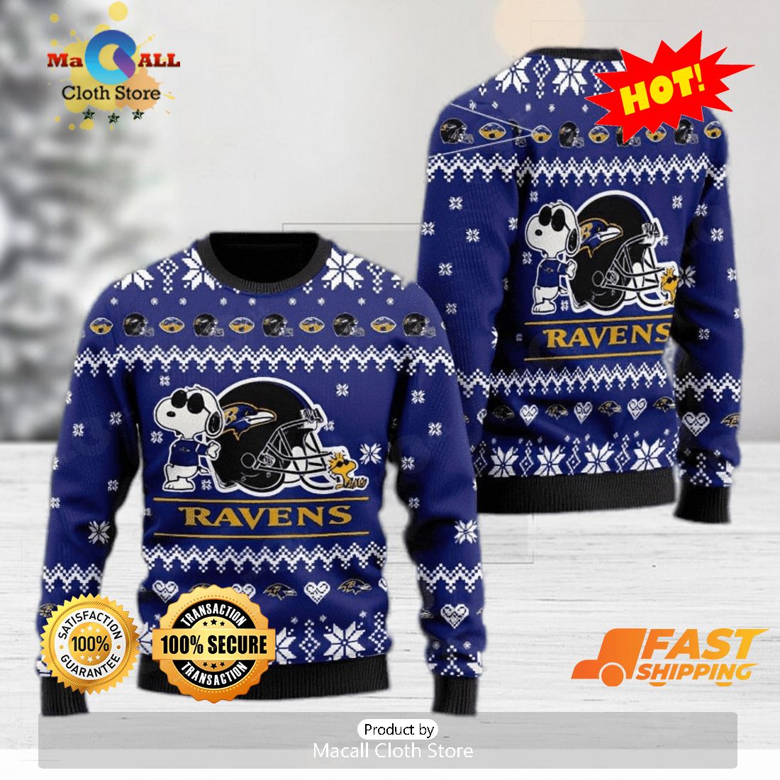 Baltimore Ravens Fans Pattern Festivity Ugly Christmas Sweater -  Freedomdesign