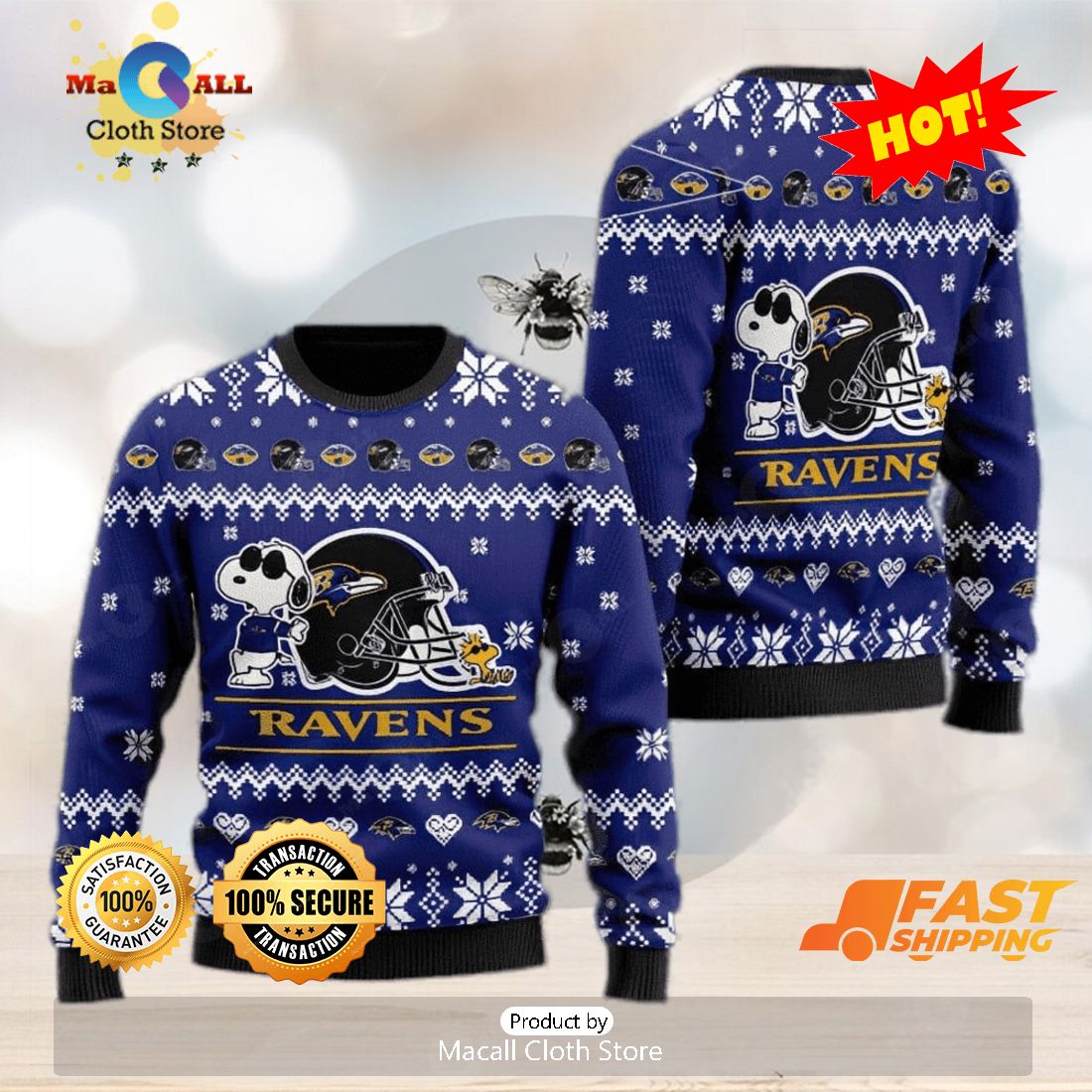 Baltimore Ravens NFL Football Knit Pattern Ugly Christmas Sweater - Tagotee