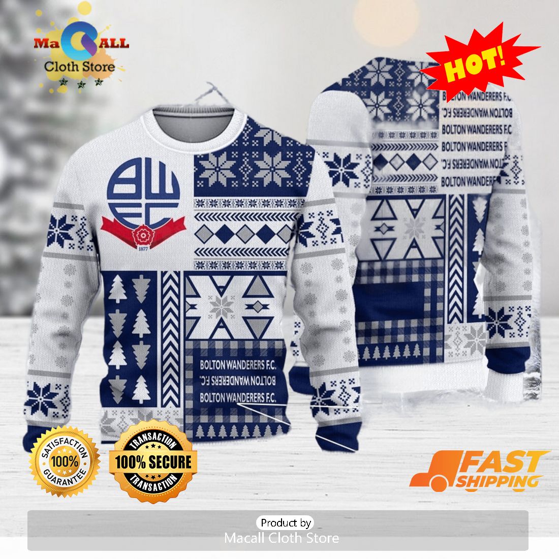 HOT TREND Bolton Wanderers Palm EFL Logo Team Ugly Christmas Sweater For Fans Gift Unisex Sweatshirt HOT TREND Bolton Wanderers Palm EFL Logo Team Ugly Christmas Sweater For Fans Gift Unisex Sweatshirt