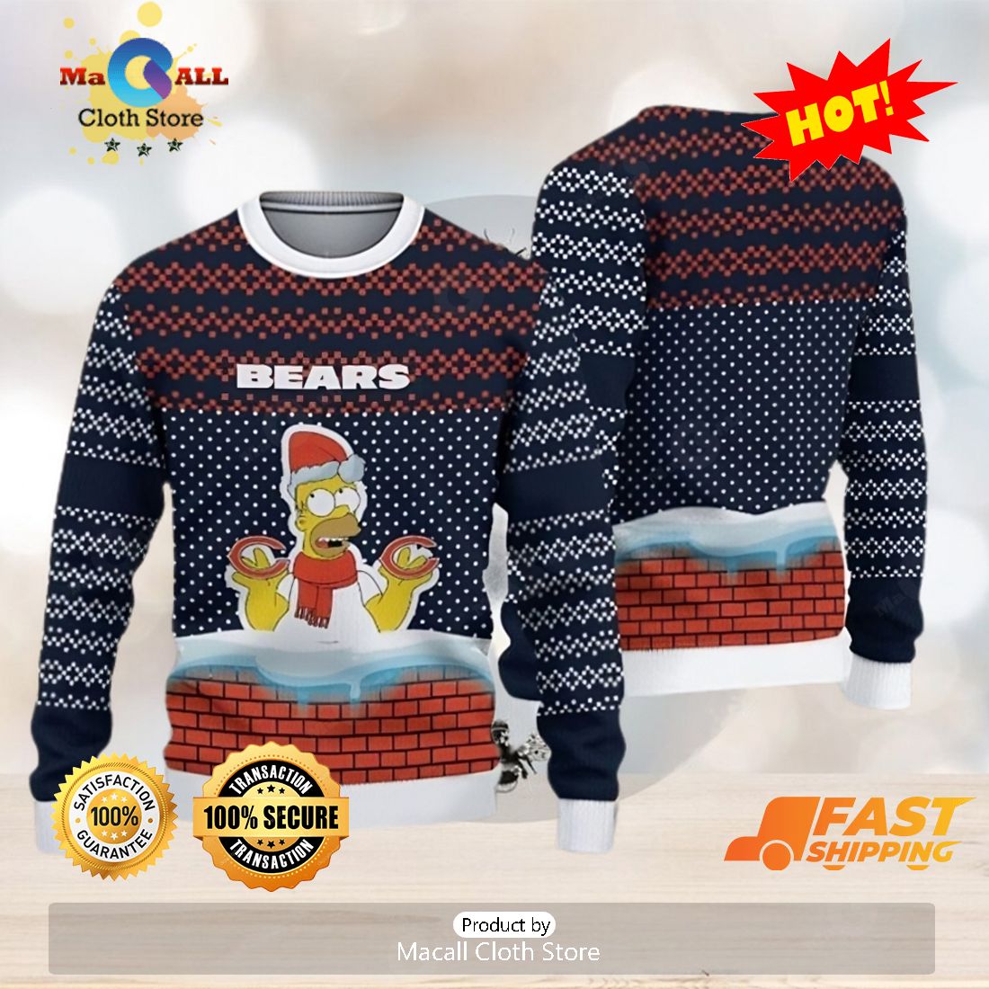 Chicago Bears Christmas Pattern Ugly Christmas Sweater Weave AOP Gift For  Fans - Listentee