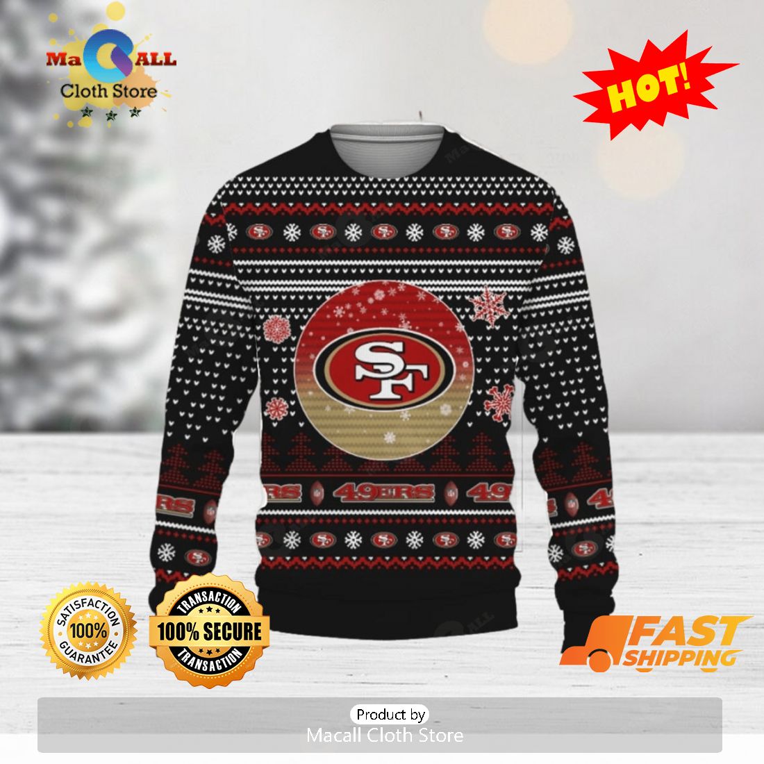 Personalized 49ers Christmas Sweater San Francisco 49ers Gift -  Personalized Gifts: Family, Sports, Occasions, Trending