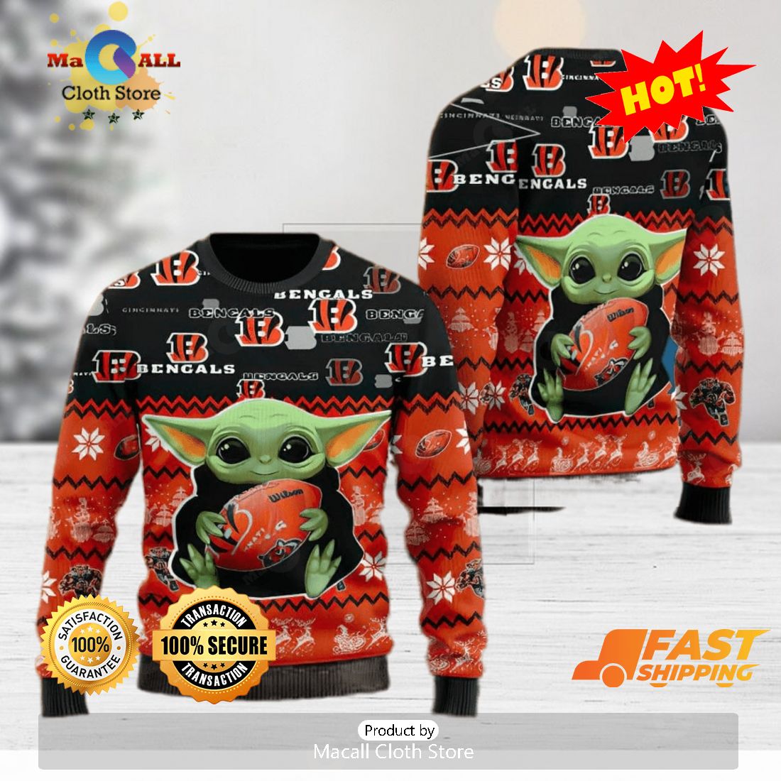 HOT TREND Cincinnati Bengals Baby Yoda Shirt For American Football Fans Ugly Xmas Sweater HOT TREND Cincinnati Bengals Baby Yoda Shirt For American Football Fans Ugly Xmas Sweater