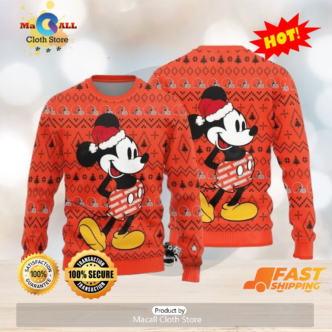 HOT TREND Cleveland Browns MM Christmas Pattern Knitted Ugly Christmas Sweater AOP Gift For Men And Women HOT TREND Cleveland Browns MM Christmas Pattern Knitted Ugly Christmas Sweater AOP Gift For Men And Women