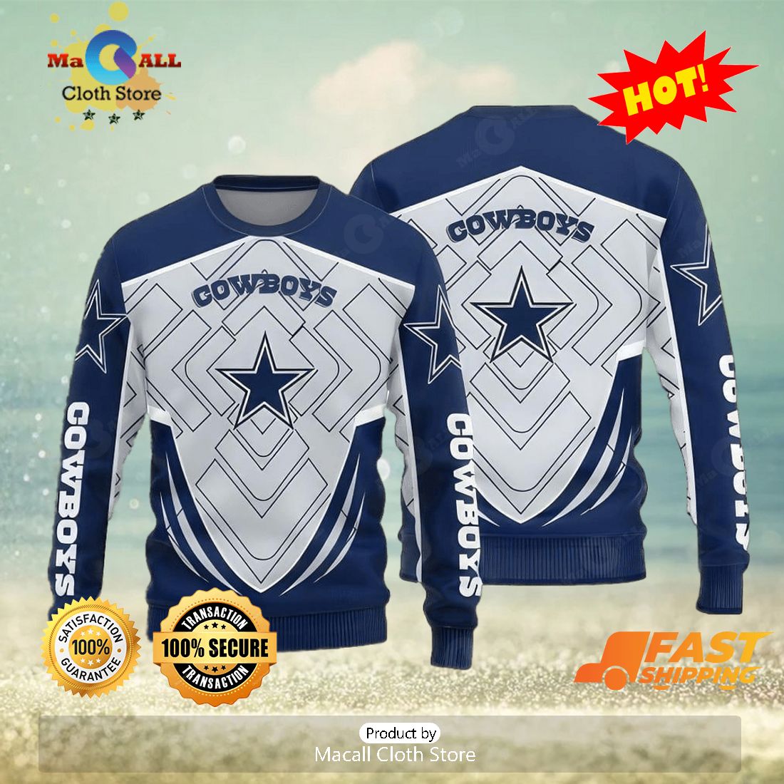 NFL Dallas Cowboys Christmas Ugly Sweater Sweatshirt - Trends Bedding