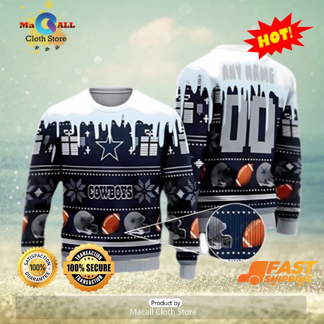 HOT TREND Dallas Cowboys NFL Santa Claus Custom Ugly Christmas Sweater