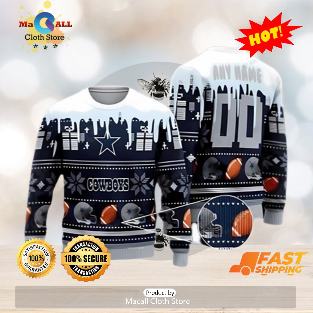 HOT TREND Dallas Cowboys NFL Santa Claus Custom Ugly Christmas Sweater