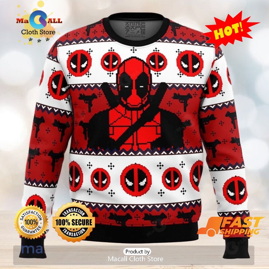 HOT TREND Deadpool Guy Ugly Christmas Sweater 3D Gift Christmas Funny HOT TREND Deadpool Guy Ugly Christmas Sweater 3D Gift Christmas Funny