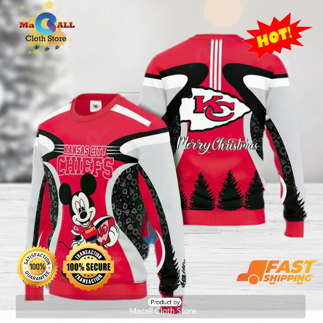 Kansas City Chiefs Pumpkin Ugly Christmas Sweater 3D Gift For Fans