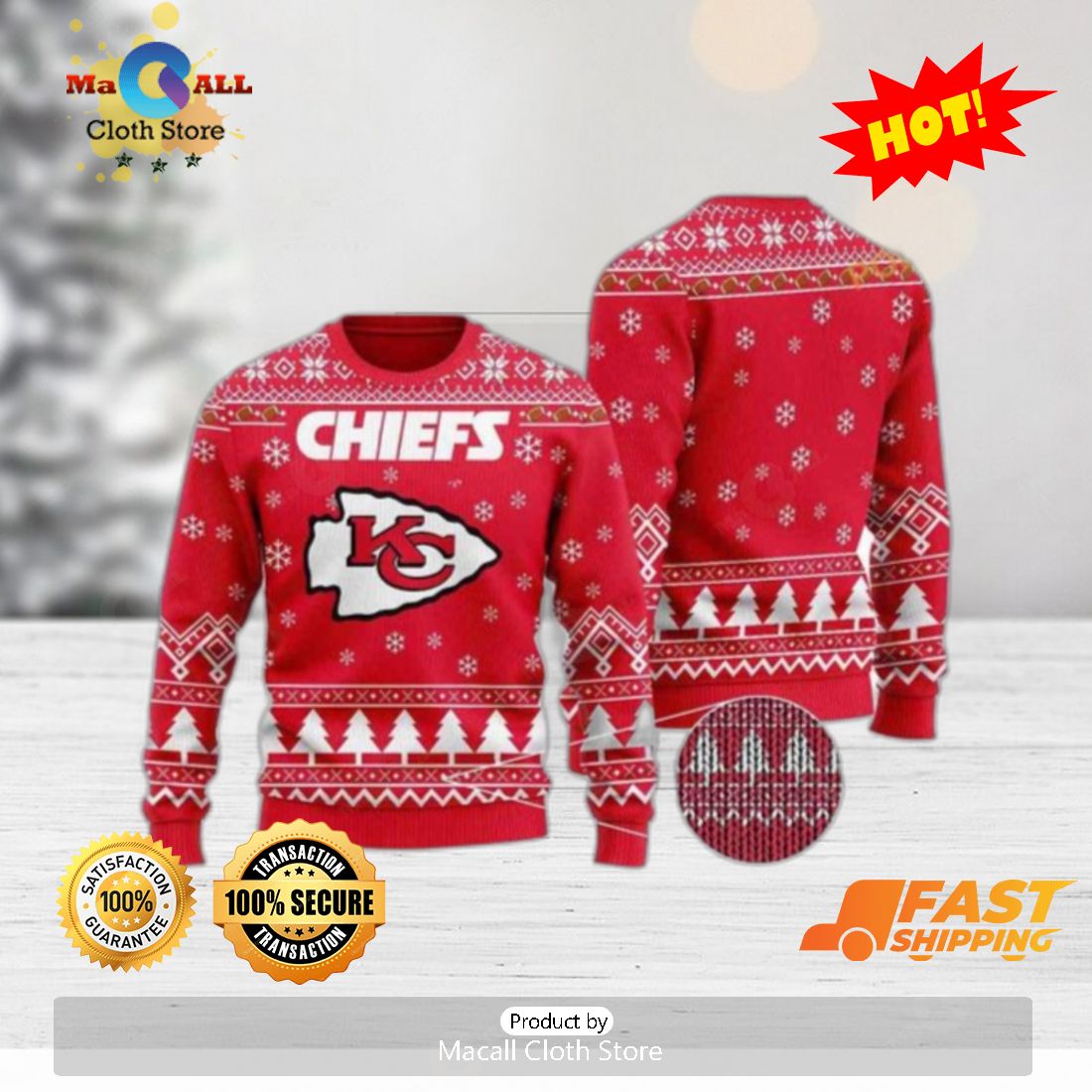 NFL Kansas City Chiefs New Season Embroider Knitted Christmas 3D Sweater -  Banantees