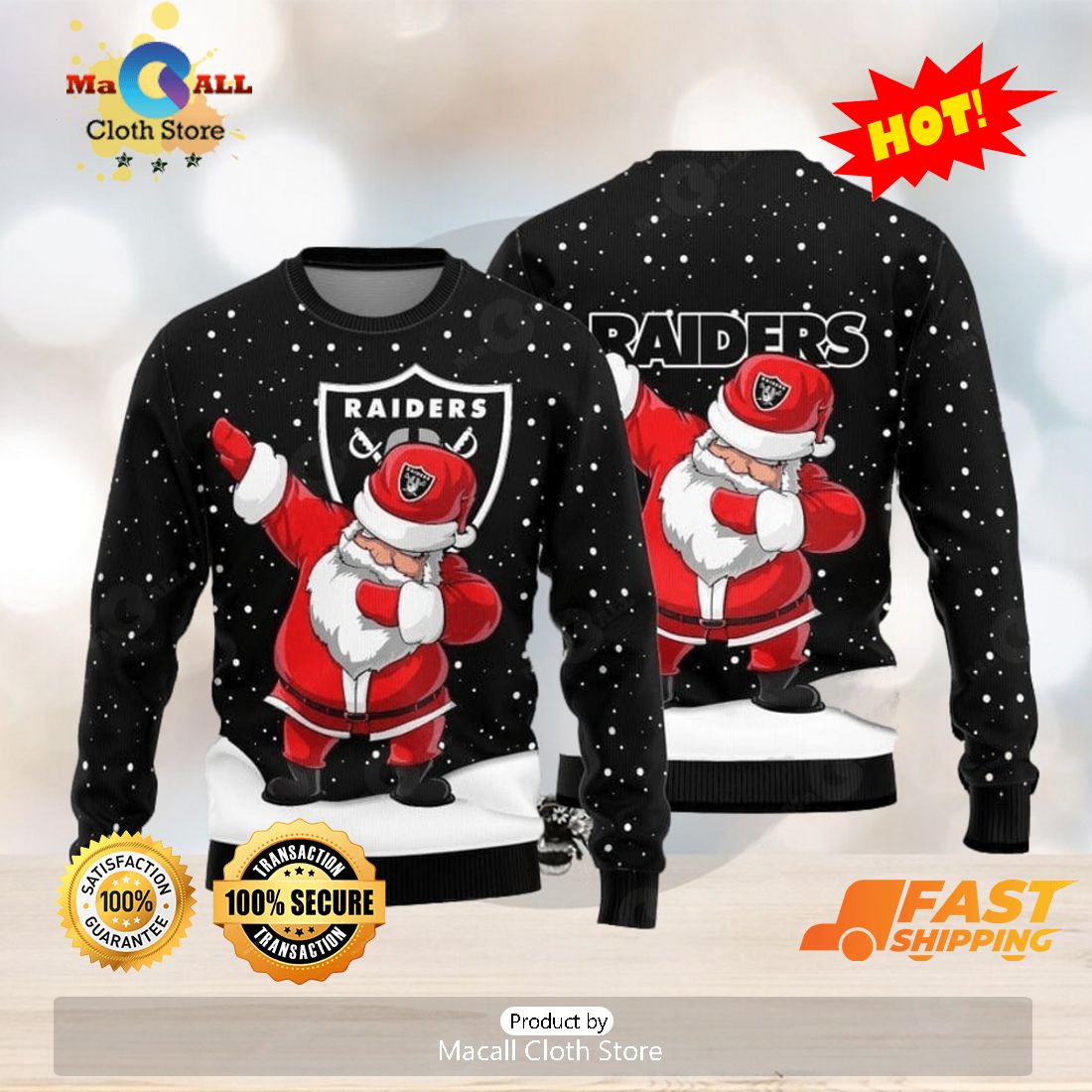 Las Vegas Raiders Logo Knitted Reindeer Ugly Christmas Sweater - Banantees