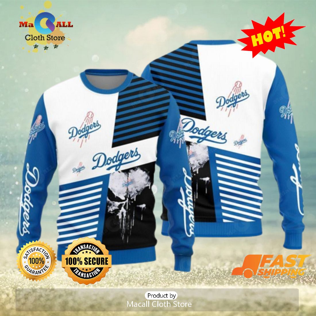 Dodgers Christmas Sweater Triangle Pattern Los Angeles Dodgers