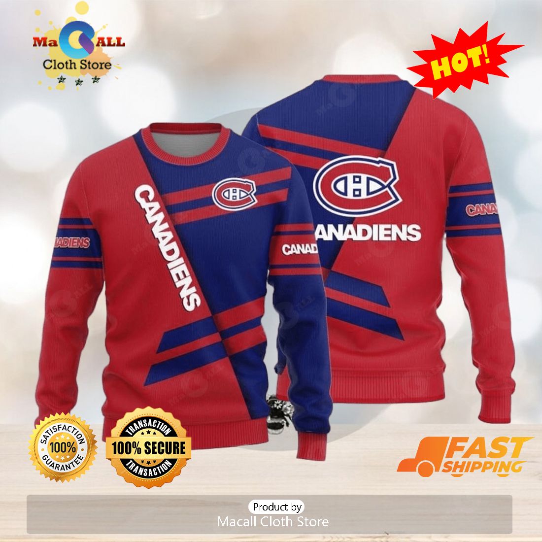 HOT TREND Montreal Canadiens Basic Pattern Knitted Ugly Christmas Sweater AOP Gift For Men And Women HOT TREND Montreal Canadiens Basic Pattern Knitted Ugly Christmas Sweater AOP Gift For Men And Women