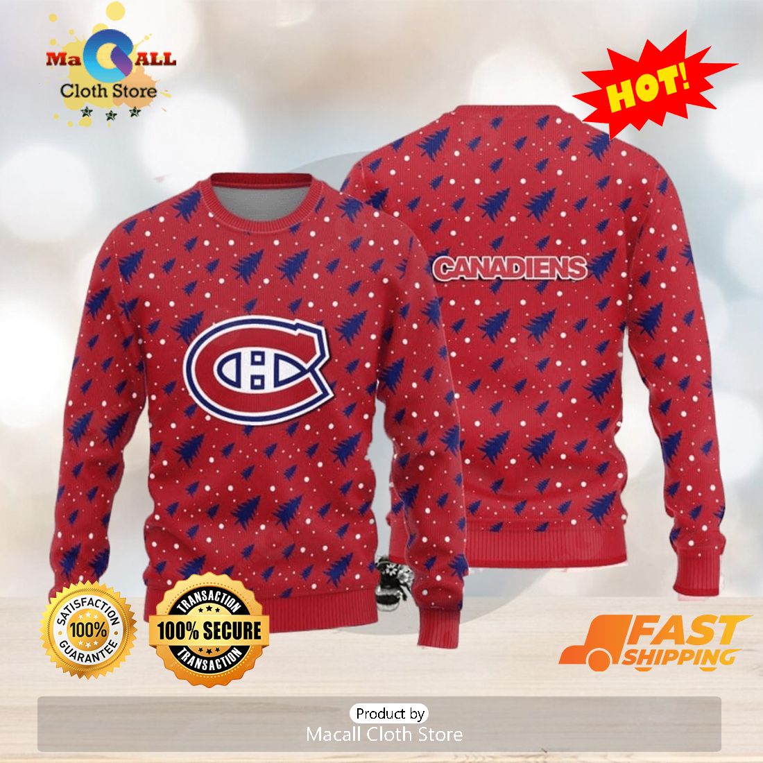 HOT TREND Montreal Canadiens Christmas Pine Tree Patterns Pattern Knitted Ugly Christmas Sweater HOT TREND Montreal Canadiens Christmas Pine Tree Patterns Pattern Knitted Ugly Christmas Sweater