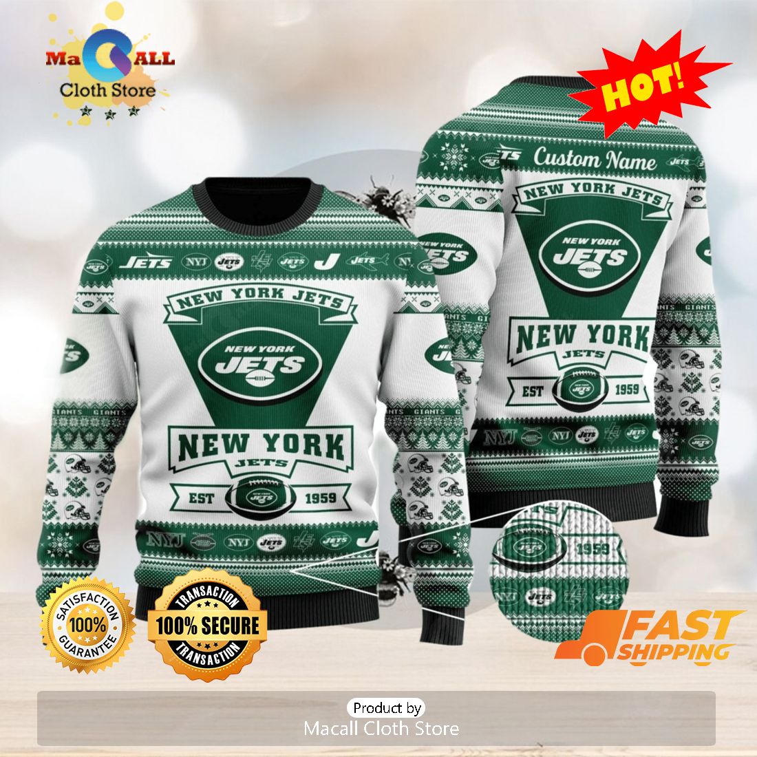 NFL New York Jets Team Ugly Christmas Sweater • Kybershop