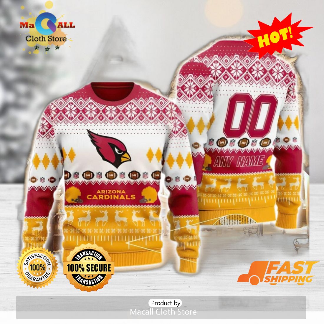 HOT TREND NFL Arizona Cardinals Custom Name And Number Christmas Gift Full Print 3D Sweater Ugly Christmas Sweater HOT TREND NFL Arizona Cardinals Custom Name And Number Christmas Gift Full Print 3D Sweater Ugly Christmas Sweater