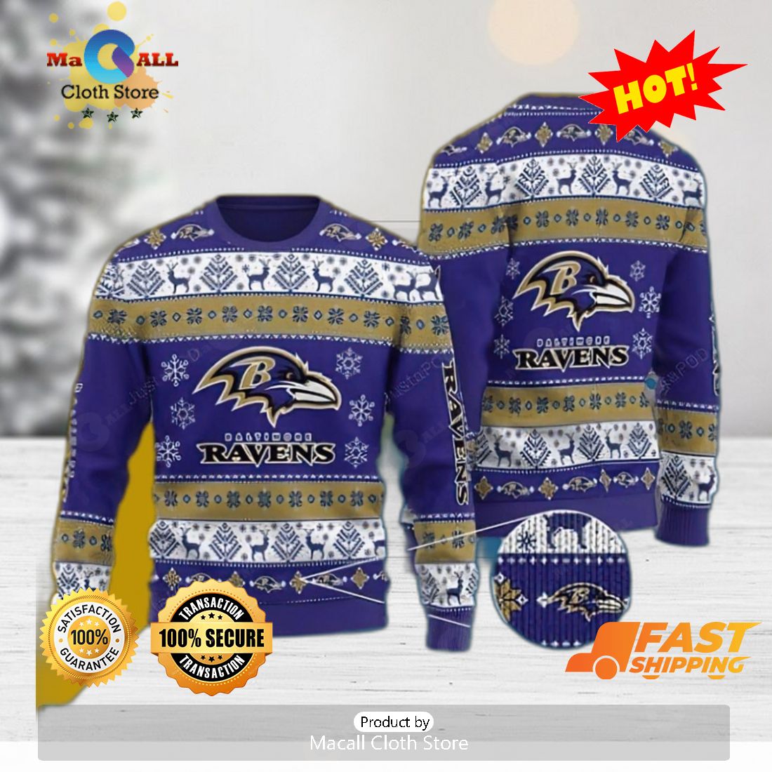HOT TREND NFL Baltimore Ravens Festive Knitted Xmas Sweater For Men Women HOT TREND NFL Baltimore Ravens Festive Knitted Xmas Sweater For Men Women
