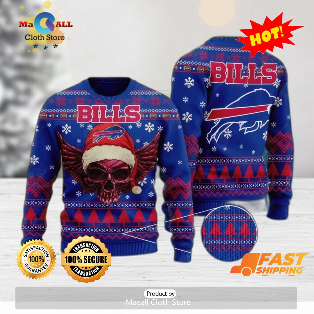 HOT TREND NFL Buffalo Bills Toboggan Knitted Xmas Sweater For Men Women HOT TREND NFL Buffalo Bills Toboggan Knitted Xmas Sweater For Men Women