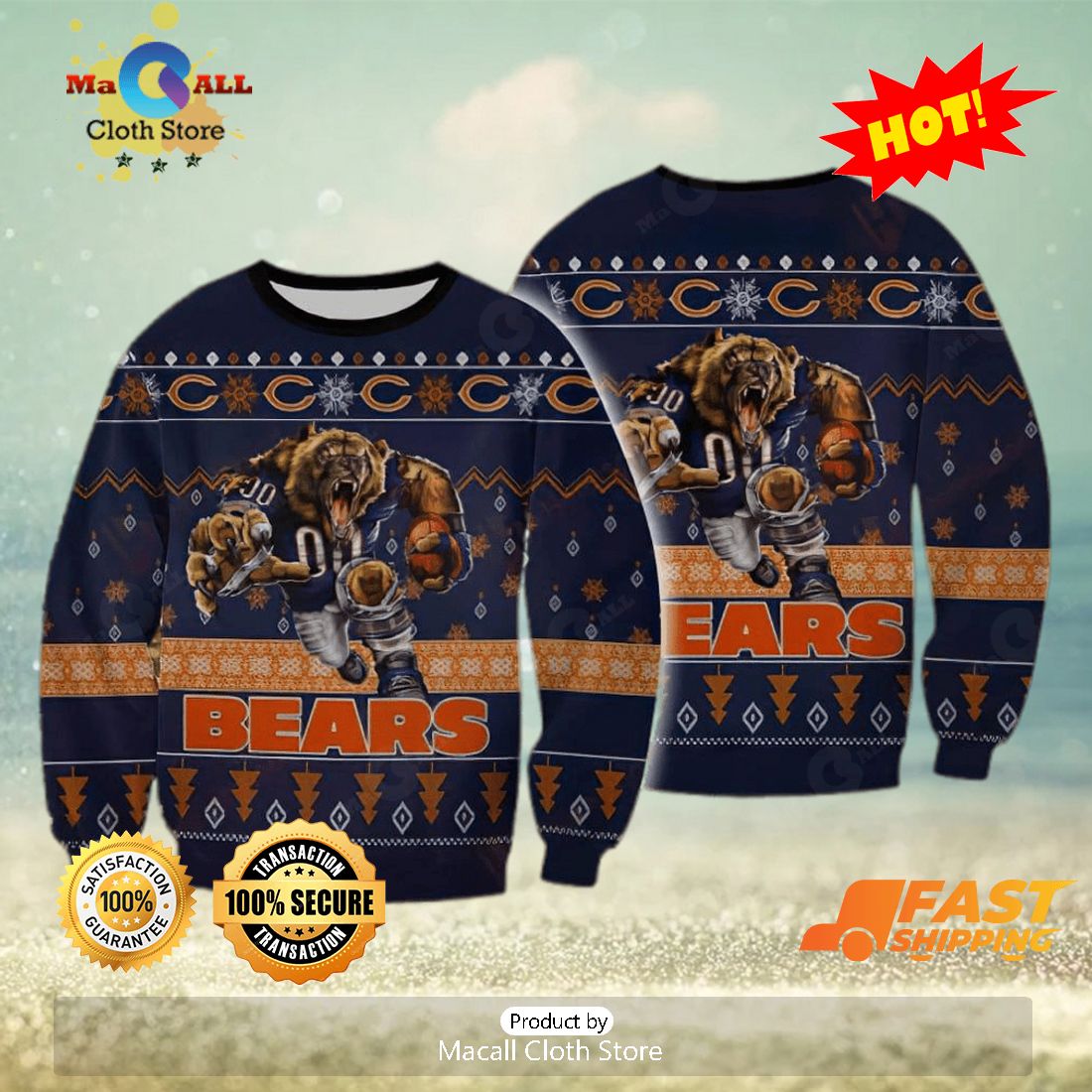 Chicago Bears Snoopy NFL Ugly Christmas Sweater - Tagotee