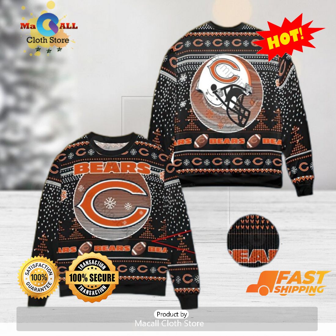 HOT TREND NFL Chicago Bears Nativity Ugly Xmas Sweater For Men Women HOT TREND NFL Chicago Bears Nativity Ugly Xmas Sweater For Men Women
