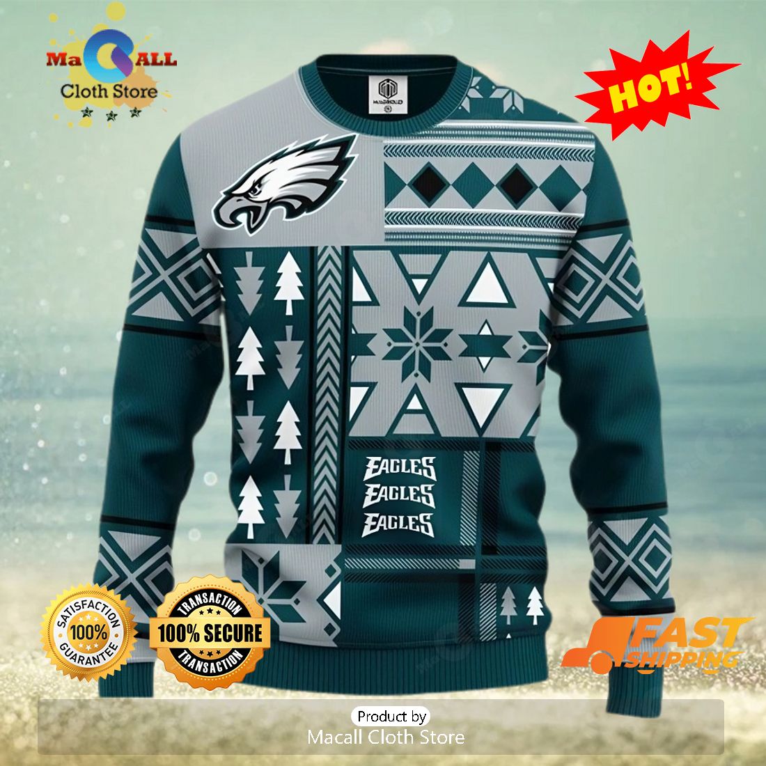 HOT TREND NFL Philadelphia Eagles New Season Wardrobe Knitted Christmas 3D Sweater HOT TREND NFL Philadelphia Eagles New Season Wardrobe Knitted Christmas 3D Sweater