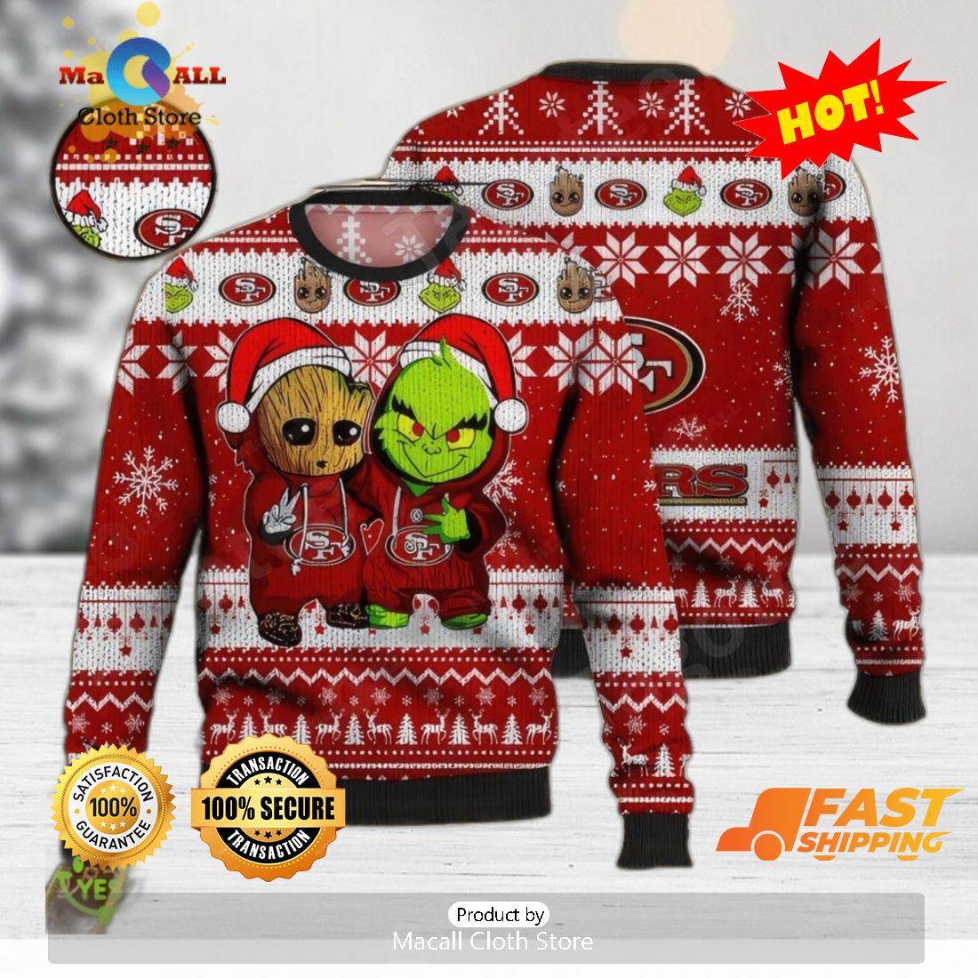 HOT TREND NFL San Francisco 49ers Christmas 3D Snowplow Ugly Sweater For Winter HOT TREND NFL San Francisco 49ers Christmas 3D Snowplow Ugly Sweater For Winter