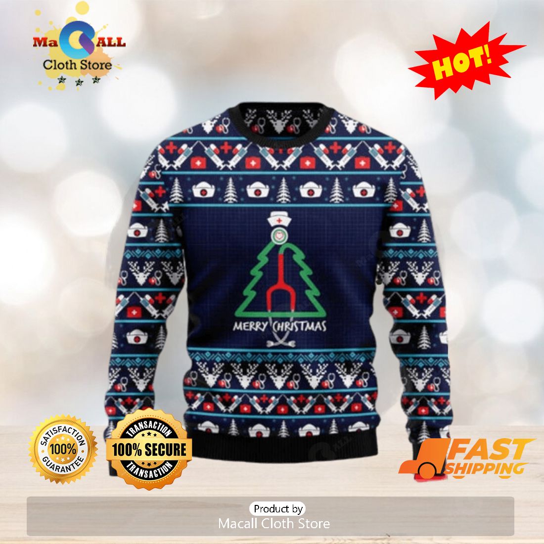 HOT TREND Nurse Christmas Tree Ugly Christmas Sweaters HOT TREND Nurse Christmas Tree Ugly Christmas Sweaters