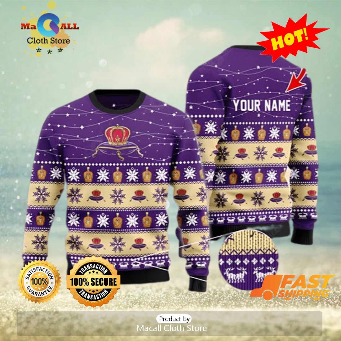 HOT TREND Personalized Christmas Twinkle Lights Crown Royal Christmas Beer Sweater HOT TREND Personalized Christmas Twinkle Lights Crown Royal Christmas Beer Sweater