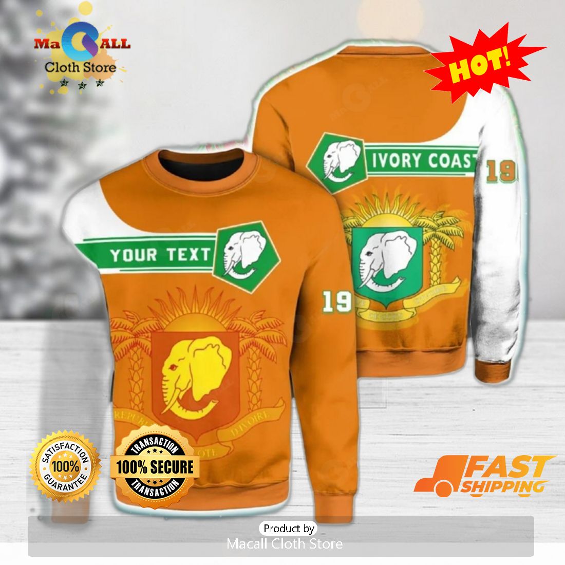 HOT TREND Personalized Ivory Coast Green Yellow 3D Sweater Community Logo Funny Christmas Gift Holiday HOT TREND Personalized Ivory Coast Green Yellow 3D Sweater Community Logo Funny Christmas Gift Holiday