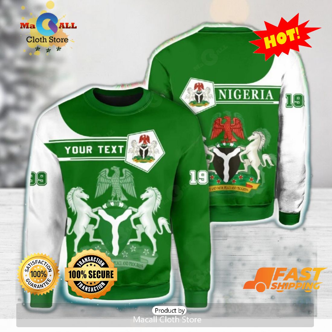 HOT TREND Personalized Nigeria Green Yellow 3D Sweater Community Logo Funny Gift Christmas Holiday HOT TREND Personalized Nigeria Green Yellow 3D Sweater Community Logo Funny Gift Christmas Holiday
