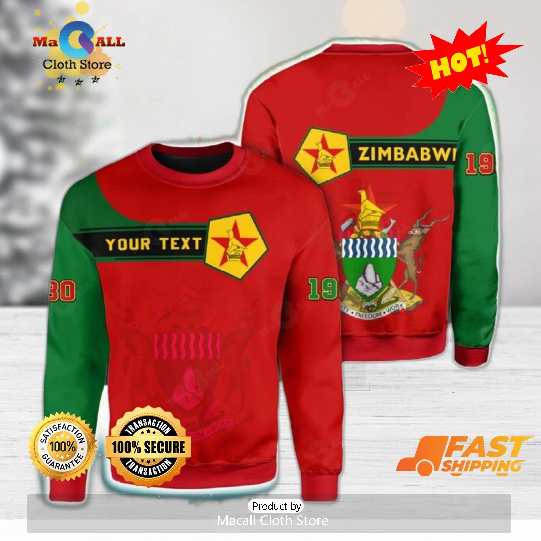 HOT TREND Personalized Zimbabwe Red 3D Sweater Community Logo Funny Gift Christmas Holiday HOT TREND Personalized Zimbabwe Red 3D Sweater Community Logo Funny Gift Christmas Holiday