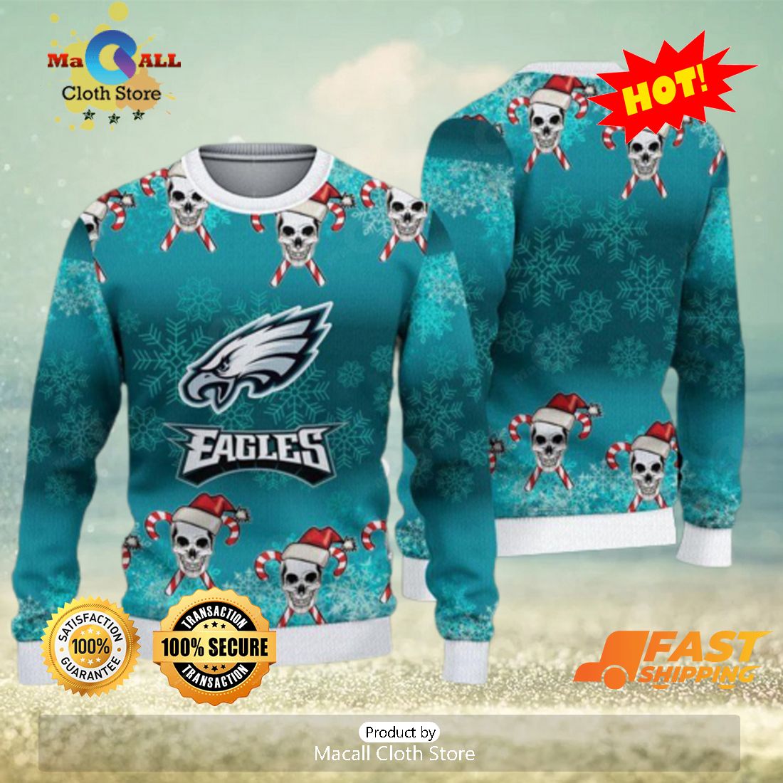 HOT TREND Philadelphia Eagles Christmas Skull 3D Rejoice Ugly Sweater HOT TREND Philadelphia Eagles Christmas Skull 3D Rejoice Ugly Sweater