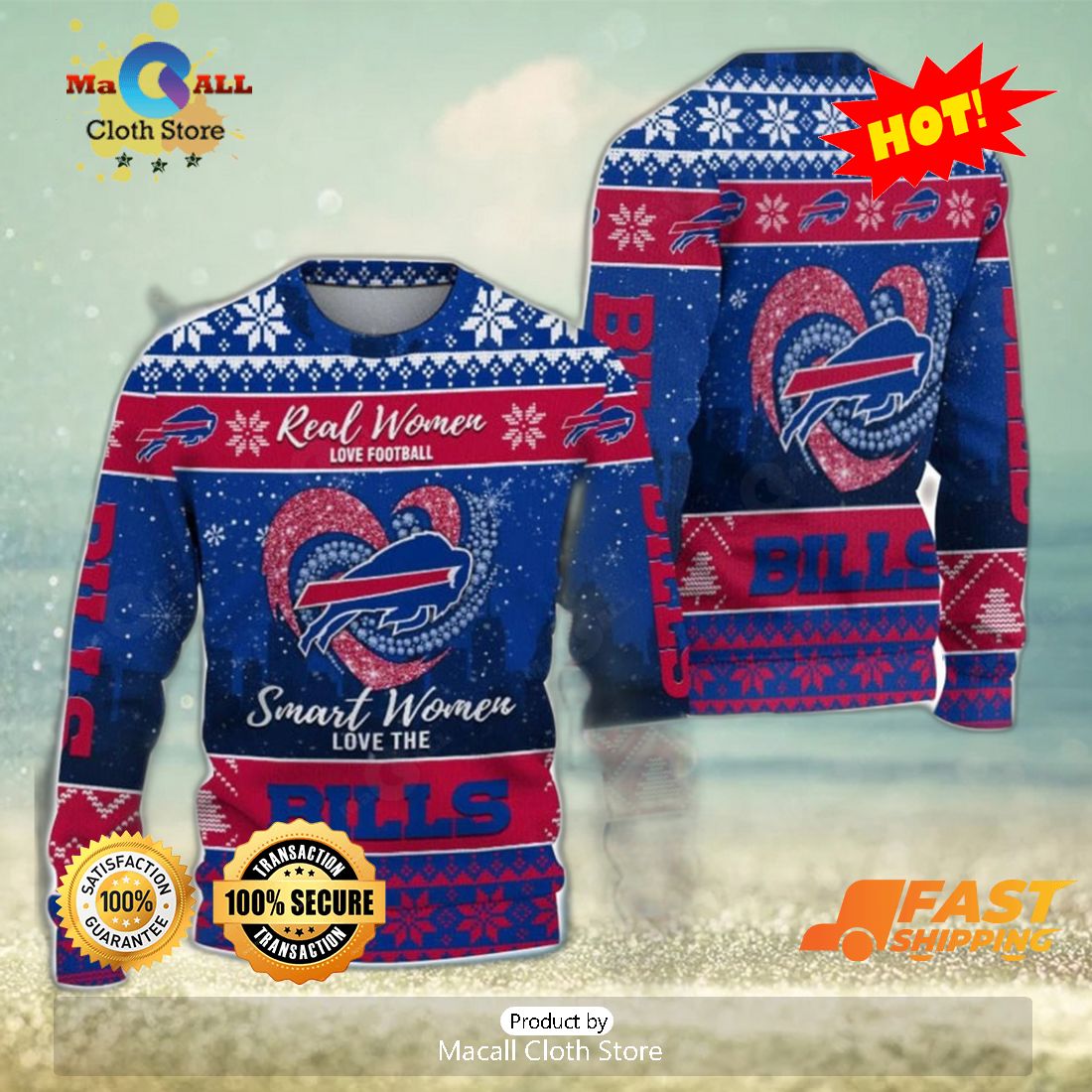 HOT TREND Real Women Love Football Smart Women Love The Buffalo Bills Ugly Christmas Sweater Christmas Gift For Fans HOT TREND Real Women Love Football Smart Women Love The Buffalo Bills Ugly Christmas Sweater Christmas Gift For Fans